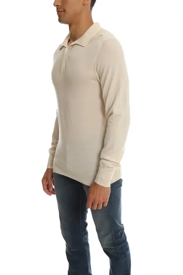 Long Sleeve Cashmere Knit Polo Shirt