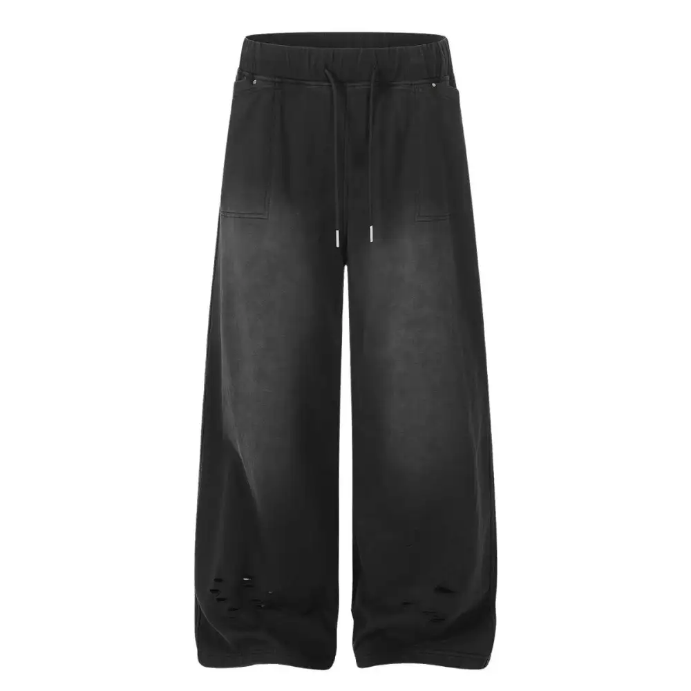 Washed Baggy Fit Wide Leg Men's Jogger Pants