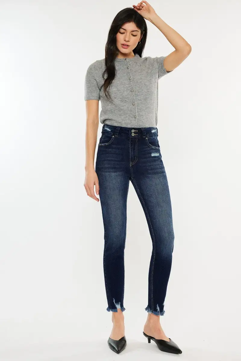High Waist Raw Hem Jeans