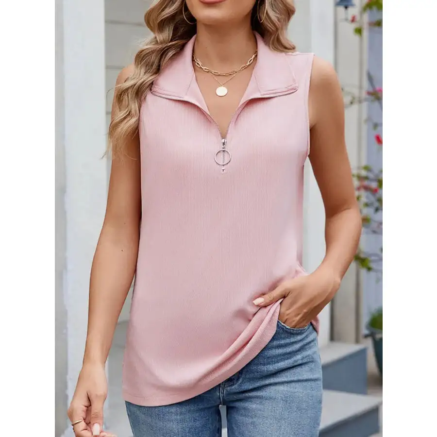 Quarter Zip Collared Tank