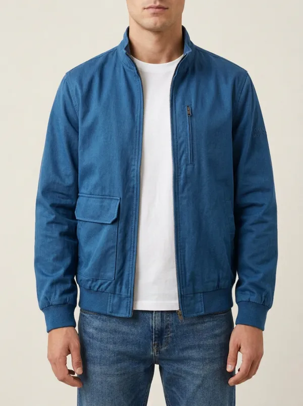 Solid Zip Bomber Utility Jacket
