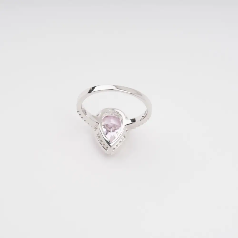 Pink Pear Shaped Gemstone Sterling Silver Ring