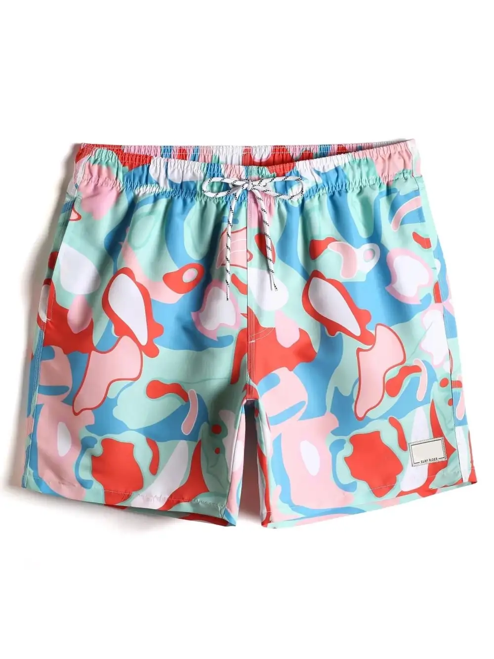 Men's Allover Print Letter Patch Detail Swim Trunks