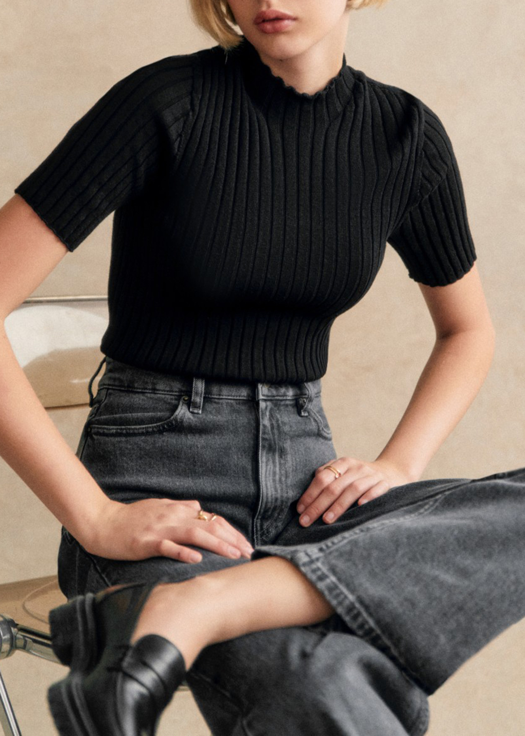 Turtleneck Solid Color Sweater