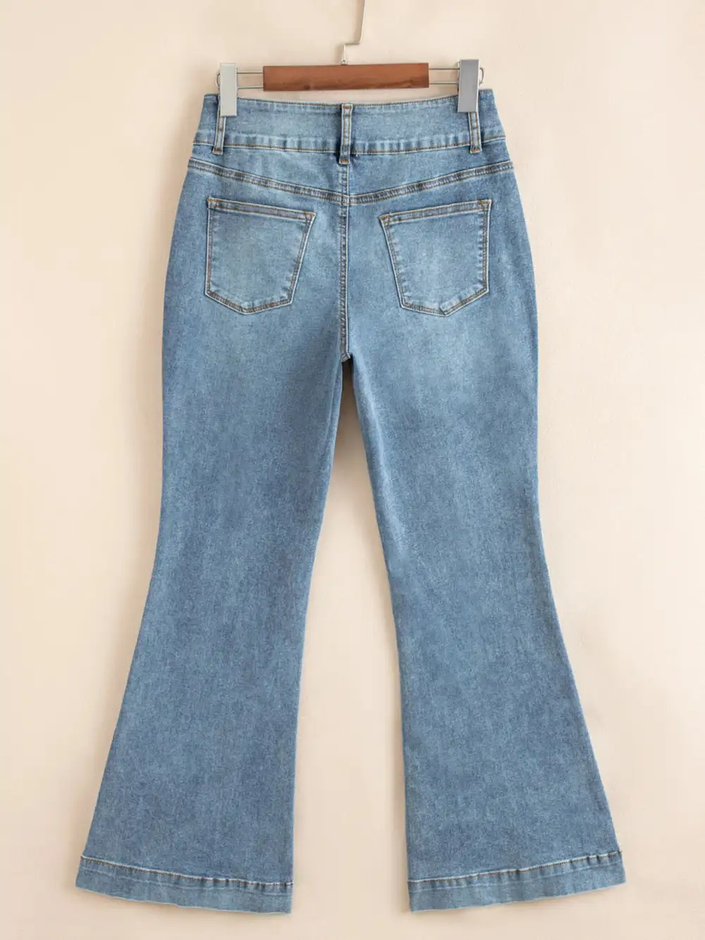 High Waisted Flared Seam Detail Denim Jeans