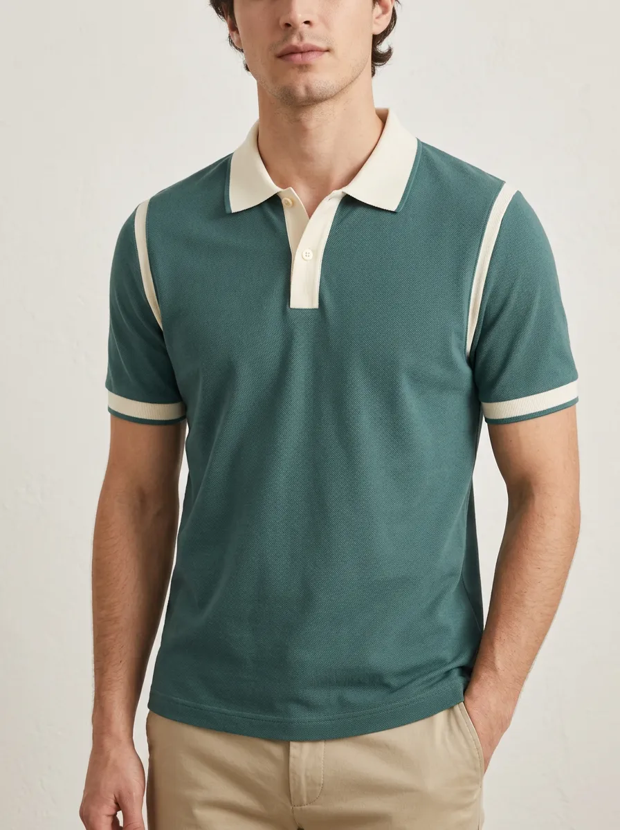 Men's Modern Everyday Contrast Trim Polo Shirt