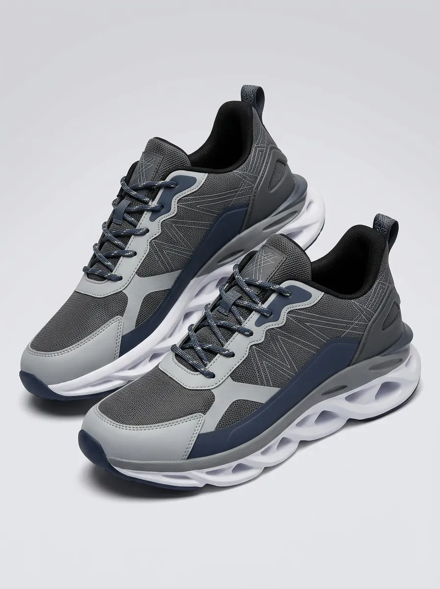 Men's Navy Minimalist Geometric Athletic Sneakers