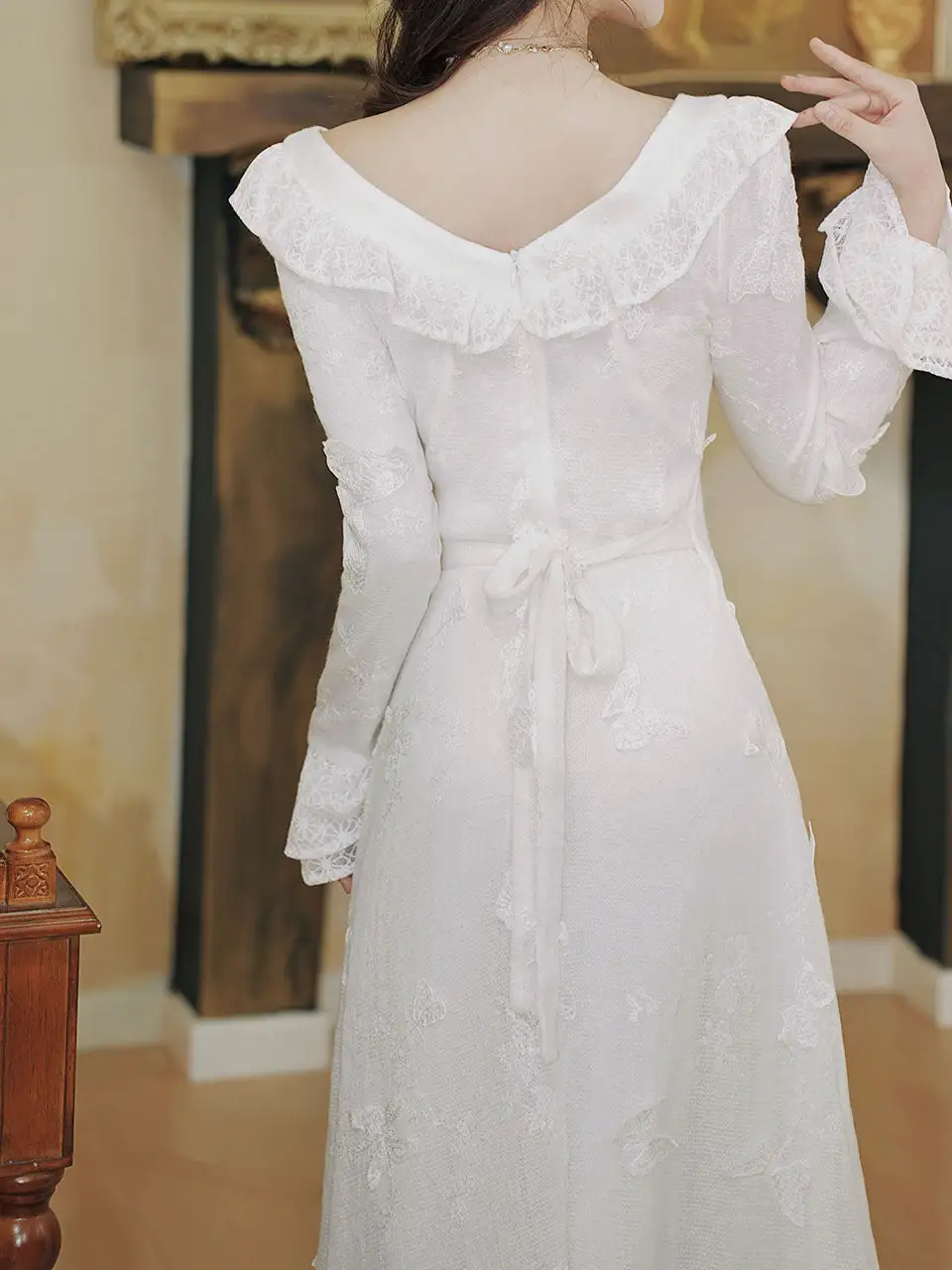 Butterfly Square Neck Wedding Romantic Maxi Dress