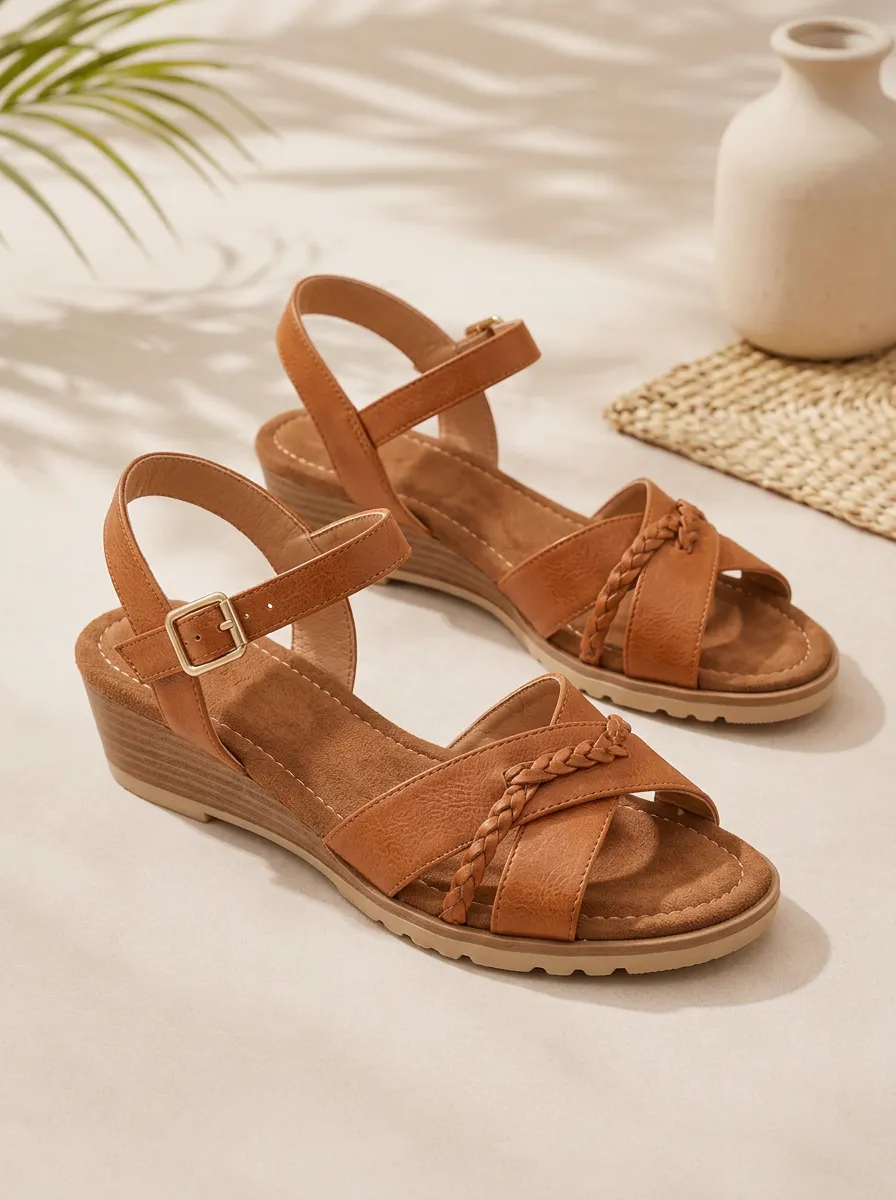 Women's Luminous Casual Summer Braided Strap Wedge Sandals
