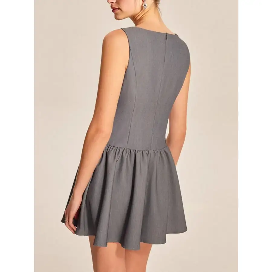 Round Neck Sleeveless Ruffled Mini Dress