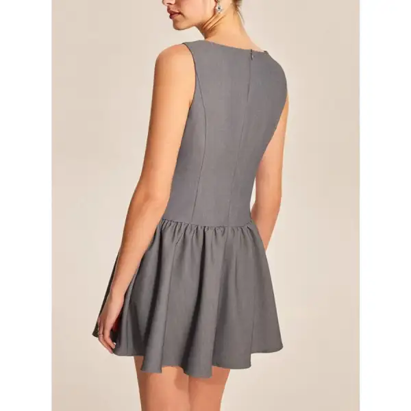 Round Neck Sleeveless Ruffled Mini Dress