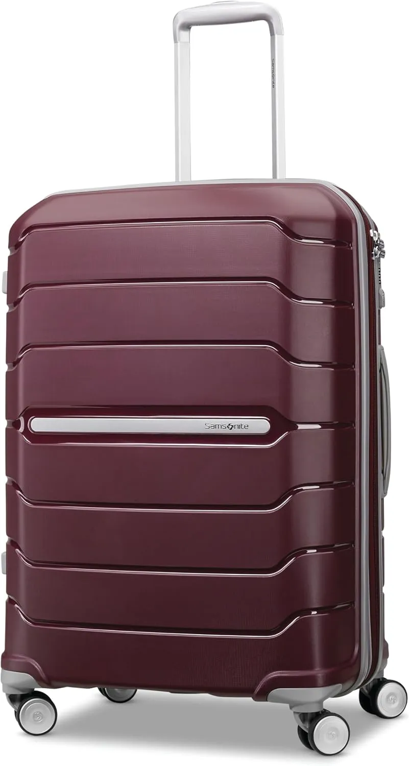 Samsonite Freeform Hardside Carry-On Luggage with Spinner Wheels - Hardshell Suitcase - TSA, Airline-Approved - Expandable Hard Shell, Smooth Rolling Wheels for Lightweight Travel - White/Grey