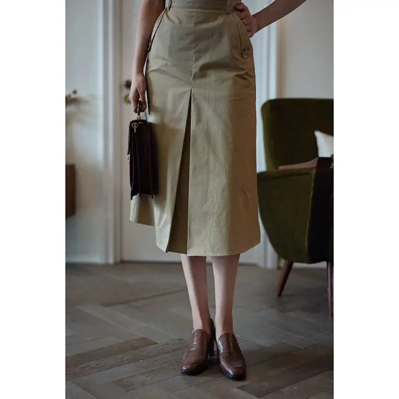 Simple Utility Everyday Casual Cotton Skirt