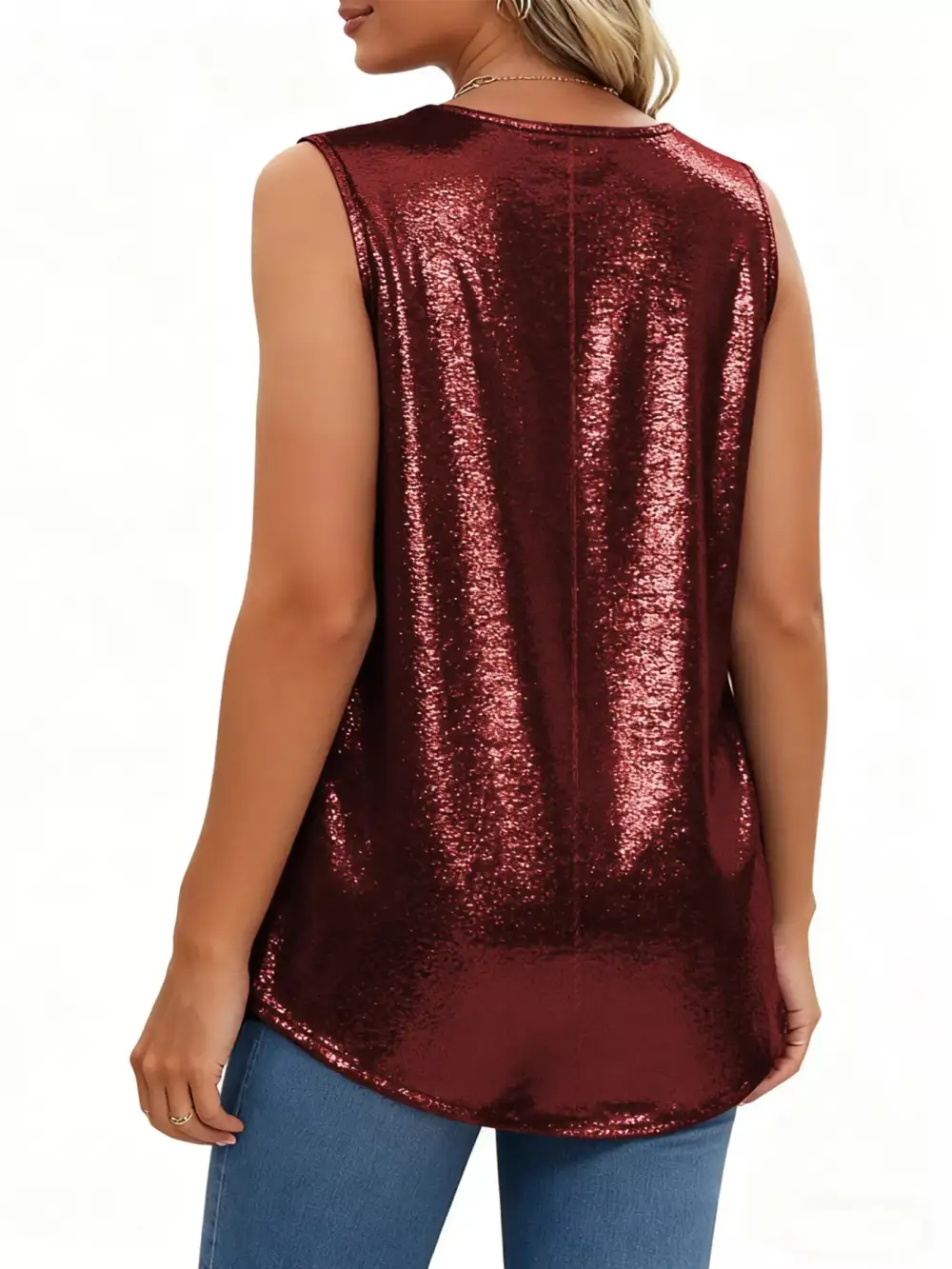 Square-Neck Ruched Pleated Tank Top