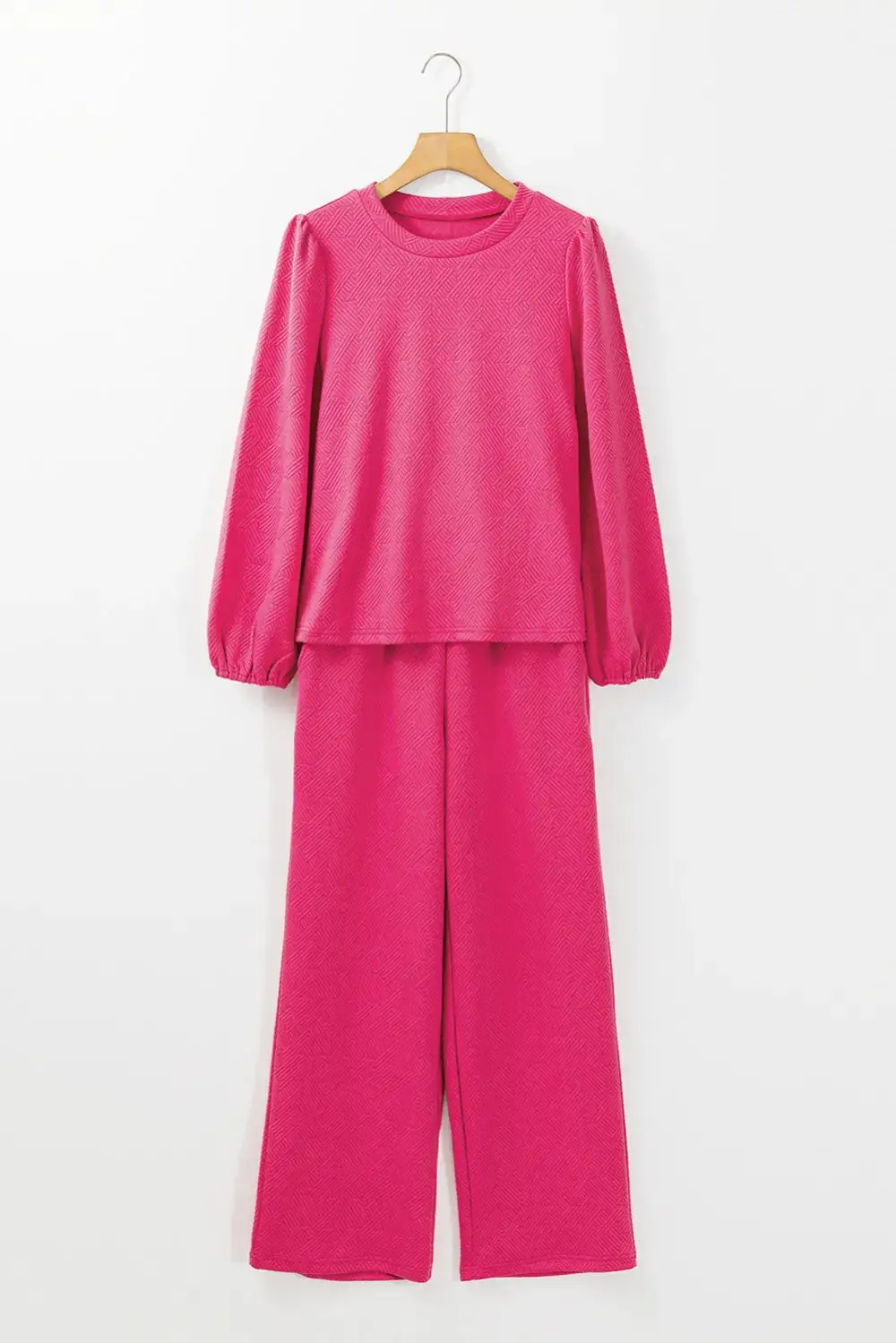 Streamlined Round Neck Long Sleeve Top And Pants Set