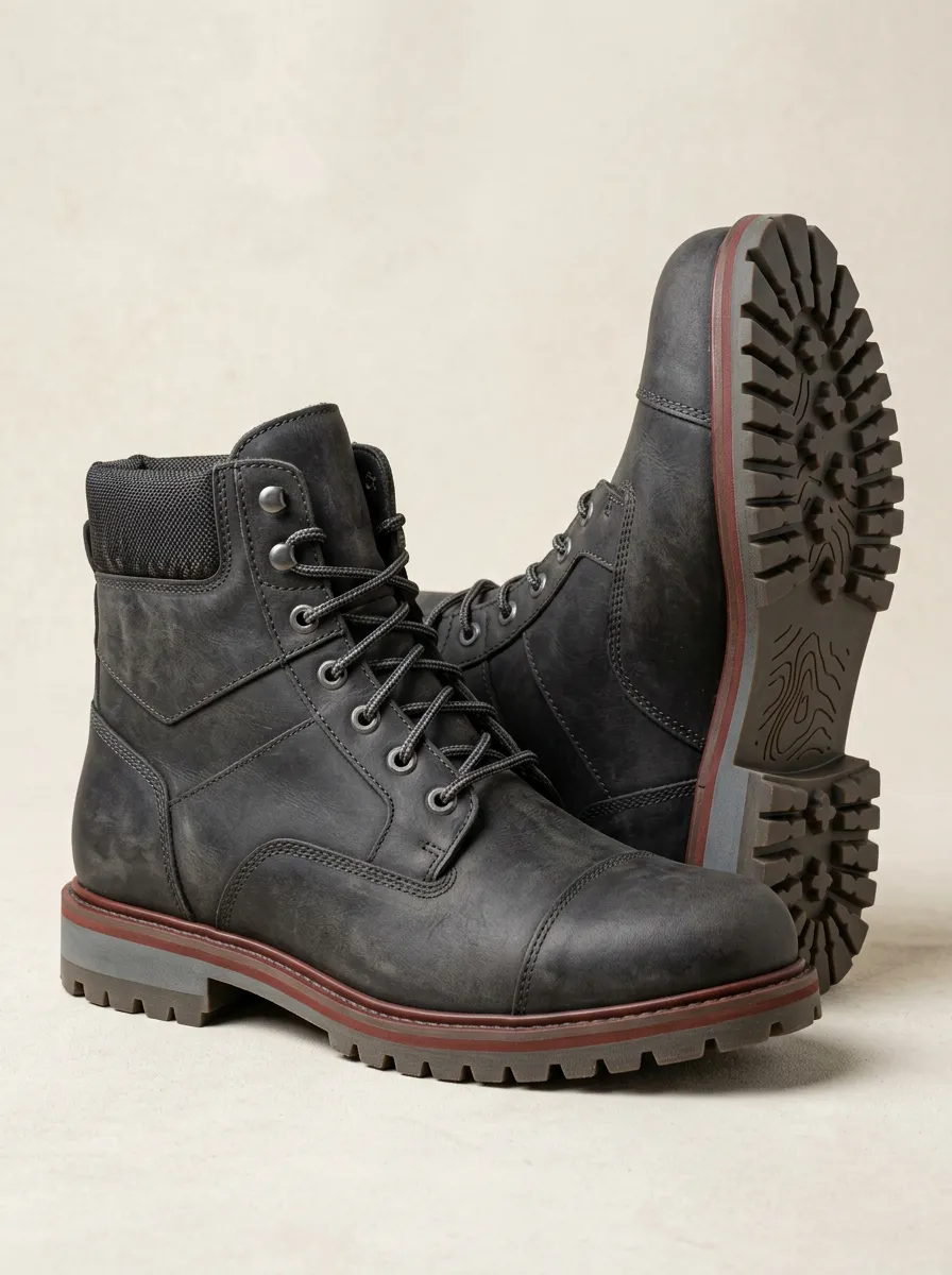 Unisex Outdoor Adventure Topographic Sole Print Work Boots