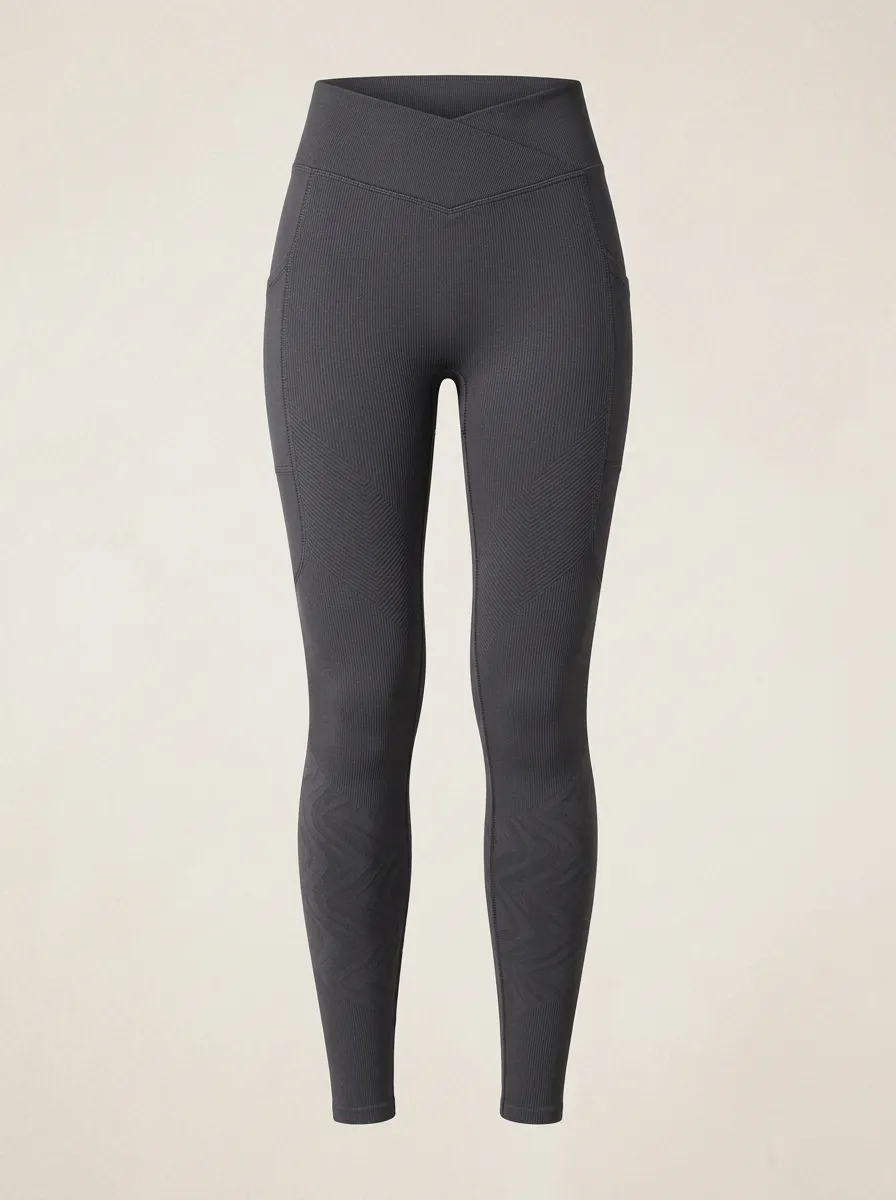 Women's Yoga Fitness V-Cross Waist Textured Printed Leggings
