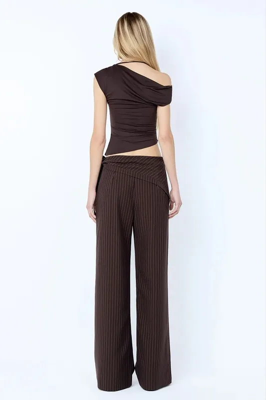 Chocolate Pinstripe Overlay Pants