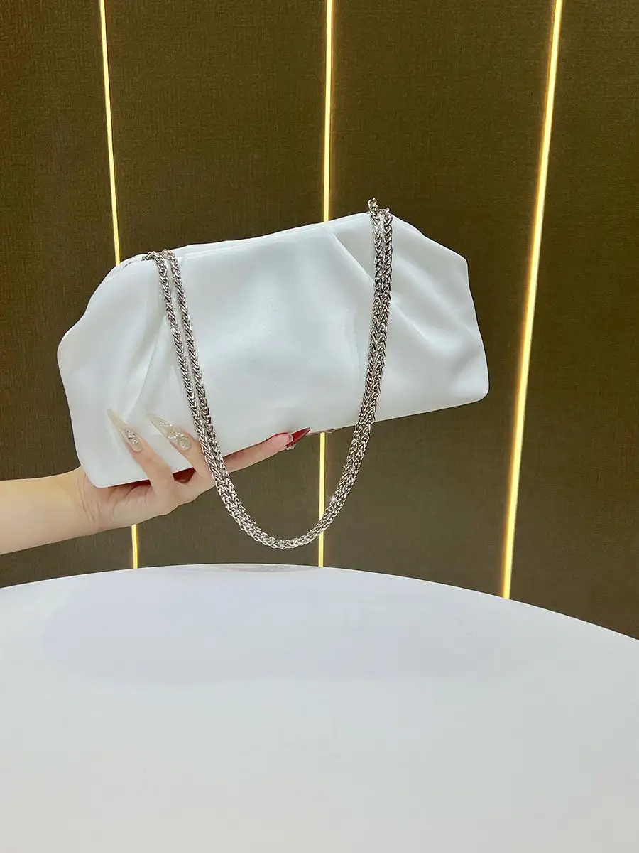 Pleated Chain Evening Clutch