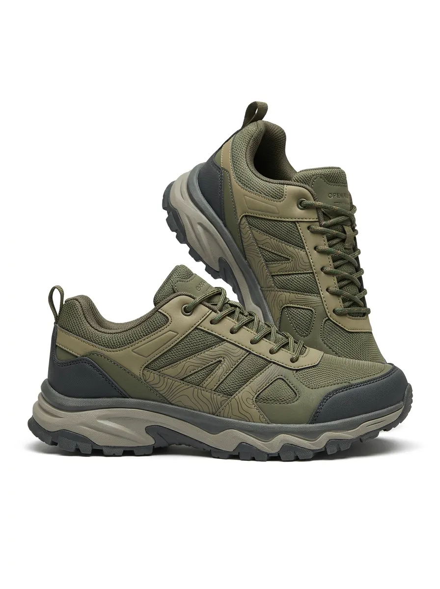 Casual Texture Hiking-Inspired Topographic Casual Sneakers