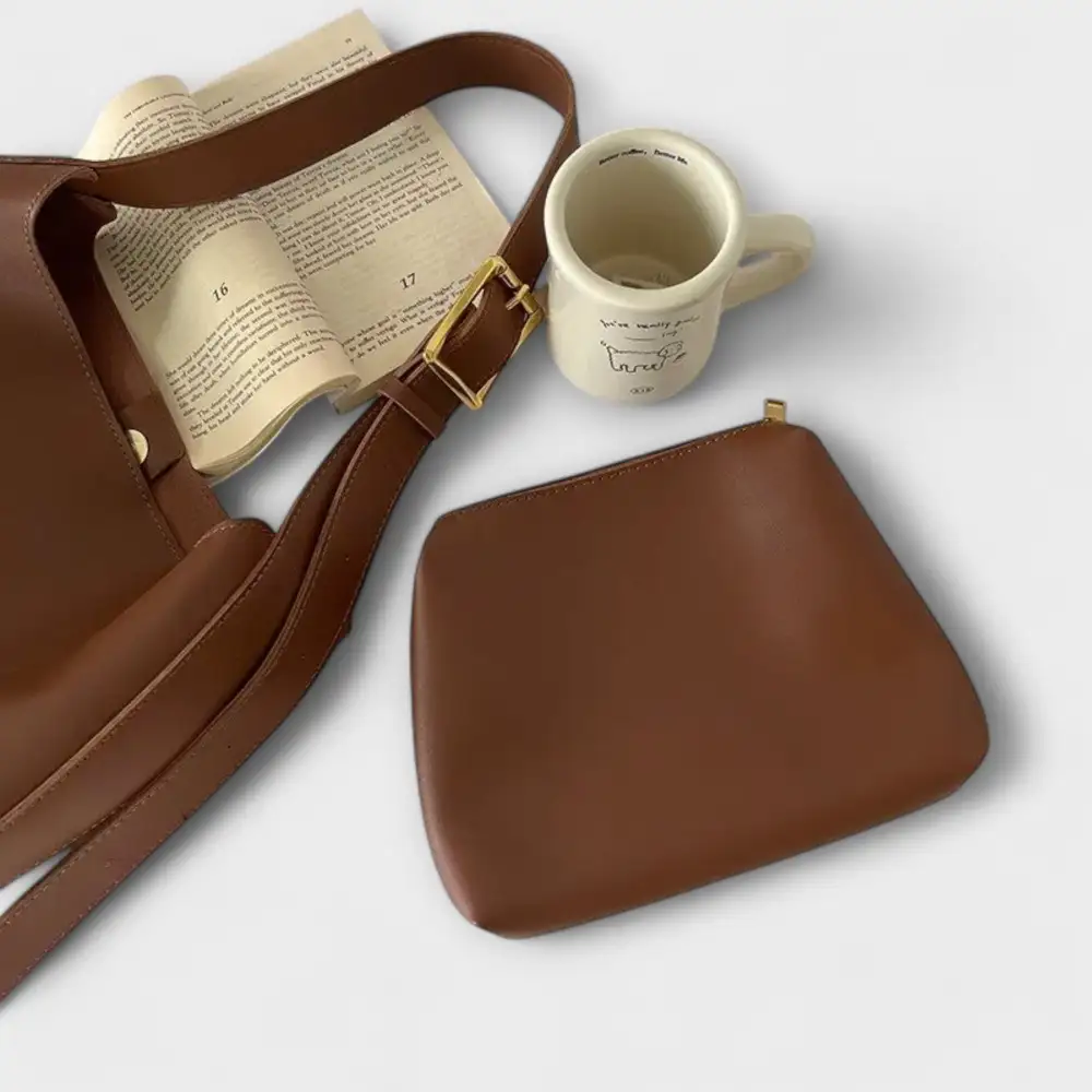Buckle Leather Shoulder Bag