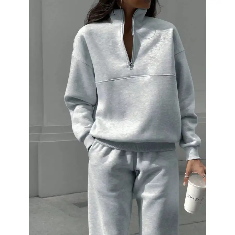 Half Zip Sweatshirt and Pants Set