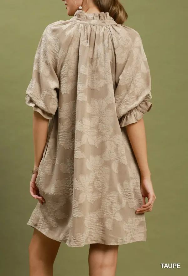 Everyday Floral Print V-Neck Pocketed Dress