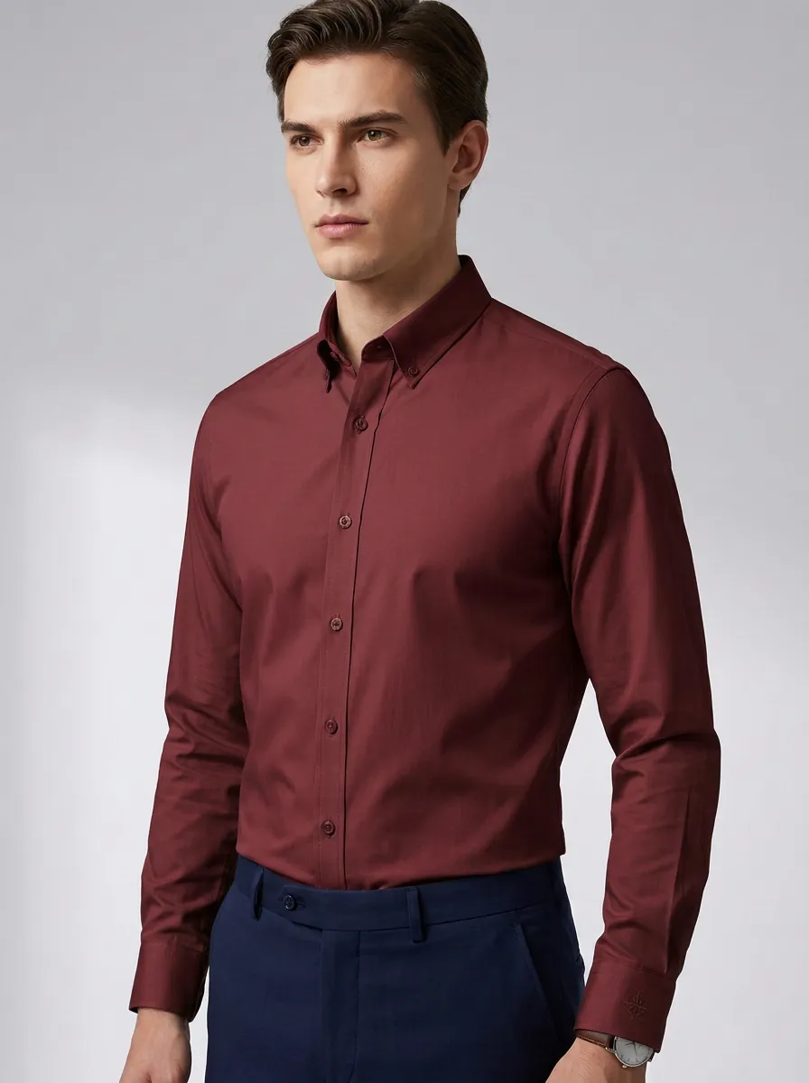 Men's Harbor Non-Iron Cotton Solid Sage Green Button-Down Shirt