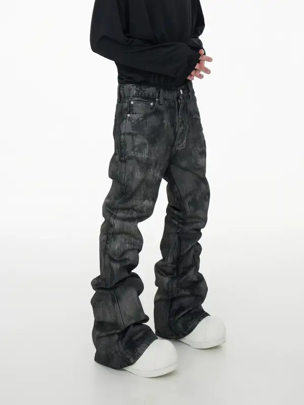 Stacked Acid-Wash Coated Jeans