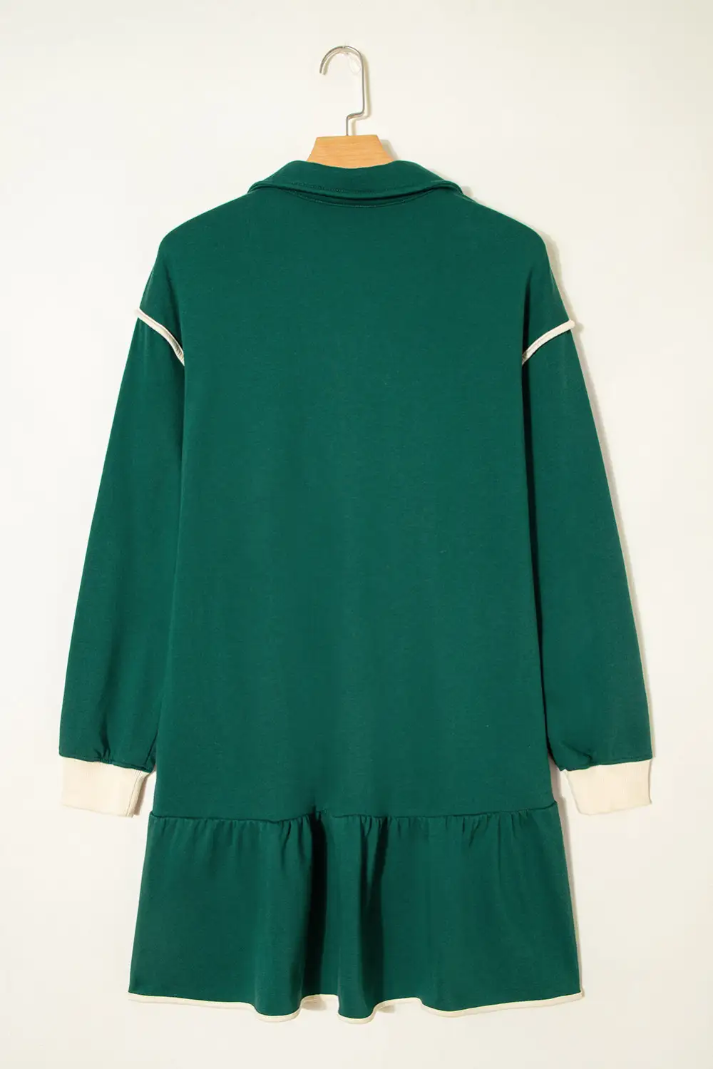 Zip Front Ruffle Long Sleeve Mini Dress
