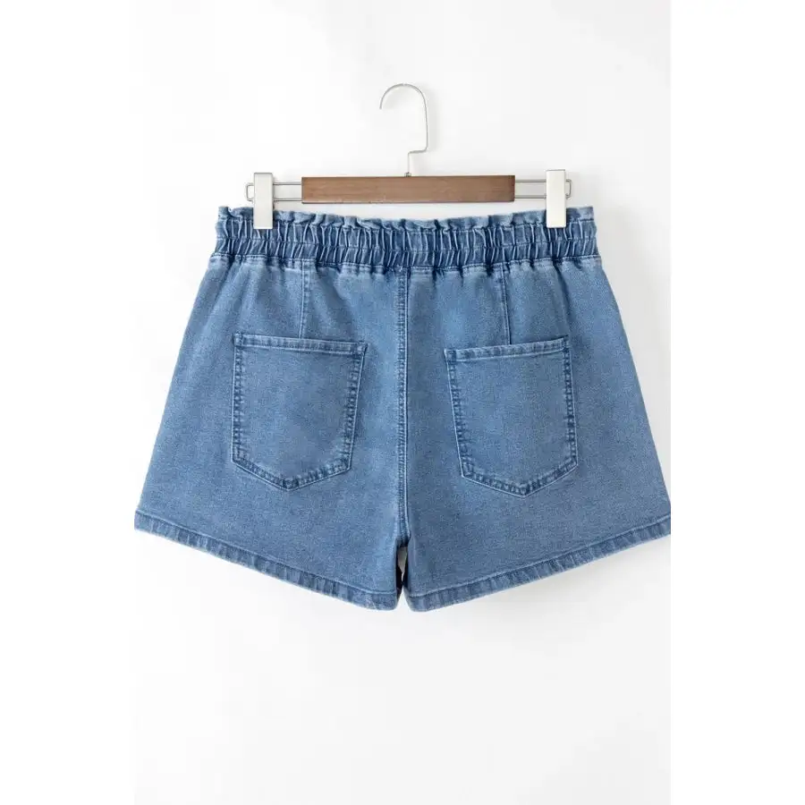 Everyday High Waist Drawstring Pocketed Denim Shorts