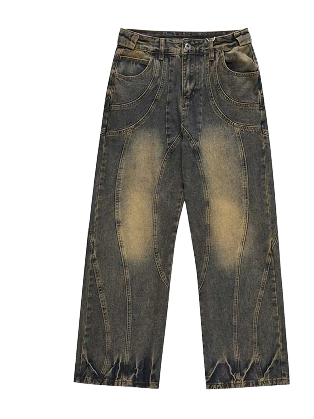 Straight-Leg Acid-Wash Jeans
