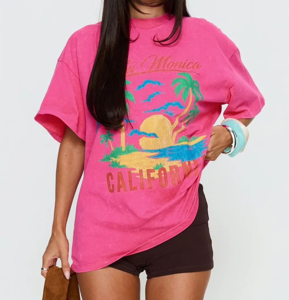 Washed Pink Oversized Graphic Tee