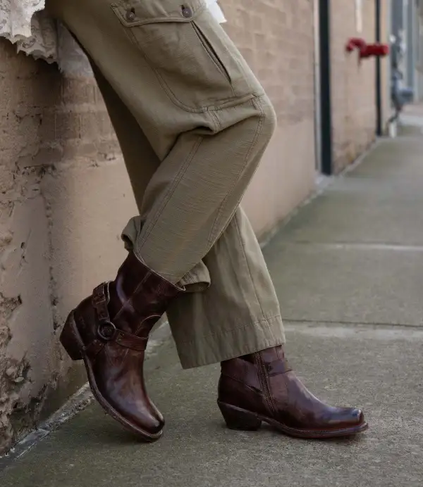 Square-Toe Side-Zip Harness Boots