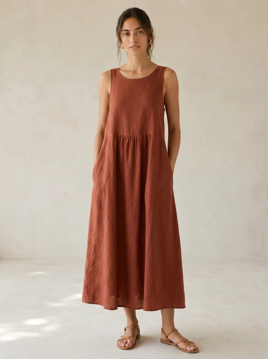 Women's Modern Casual Linen Backless Dress