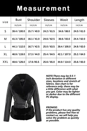 Women Faux Suede Leather Jacket Motorcycle Short Sherpa-Lined Coat with Removable Belt