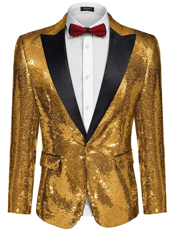 S Shiny Sequins Suit Jacket Coat