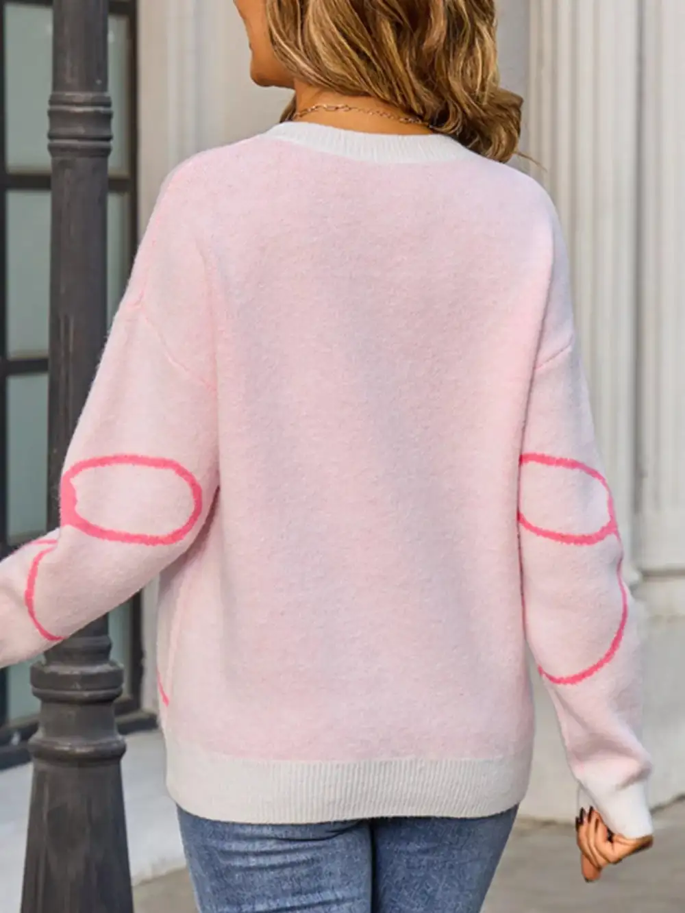 Long Sleeve Crew Neck Floral Sweater