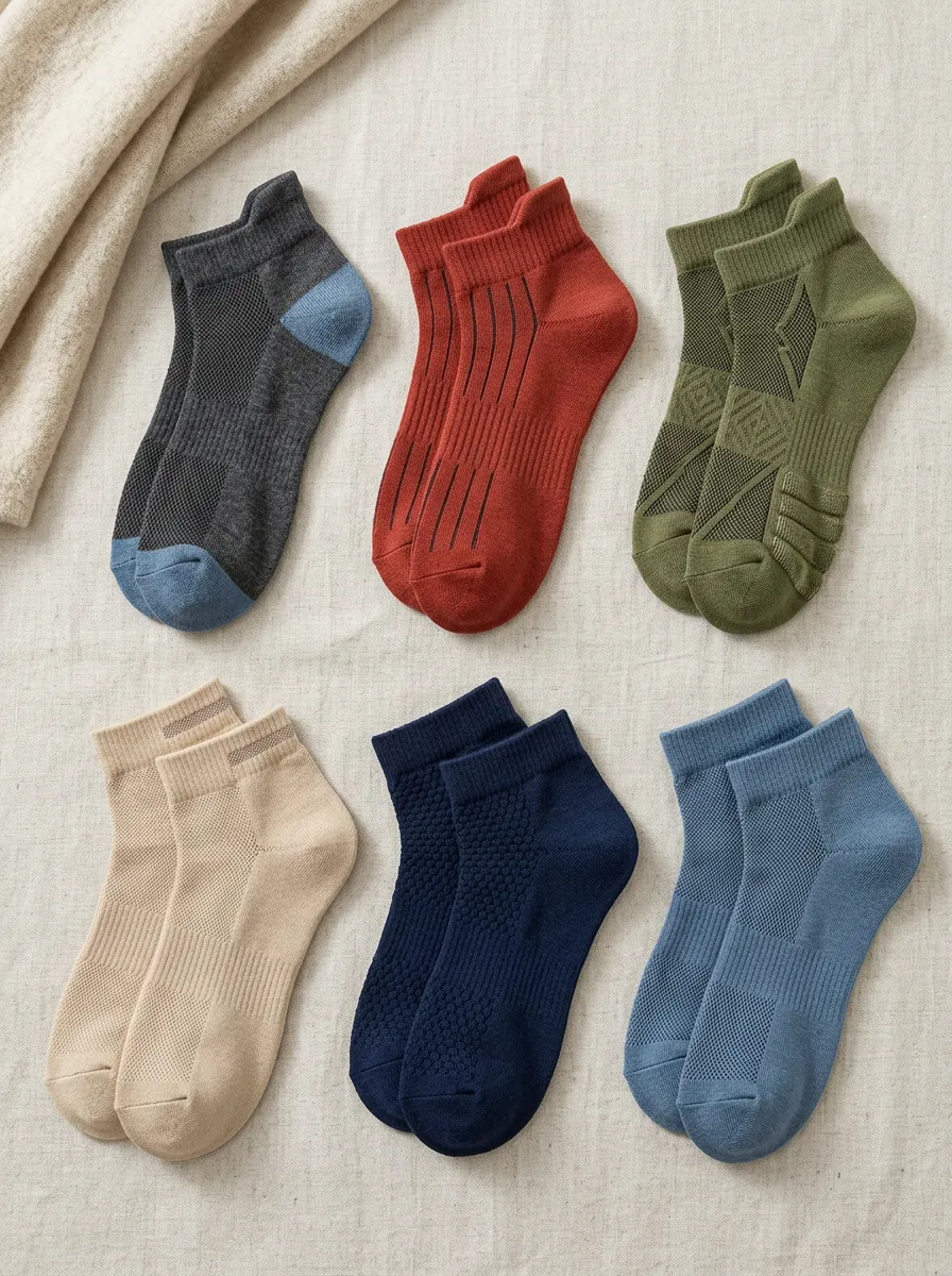 Men's Athletic Performance Multi-Texture Ankle 6-Pack Socks