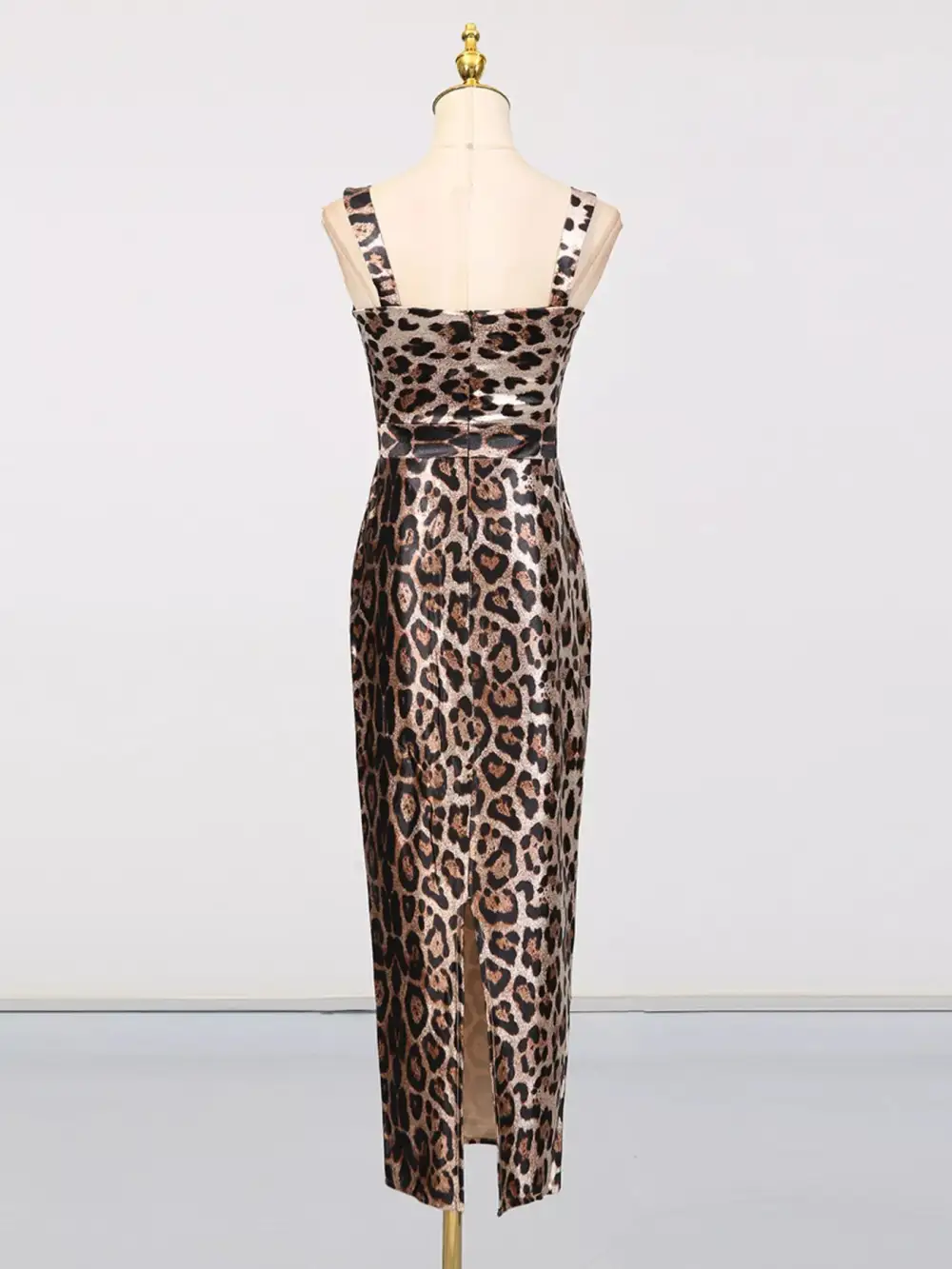 Animal Print Slit Midi Dress