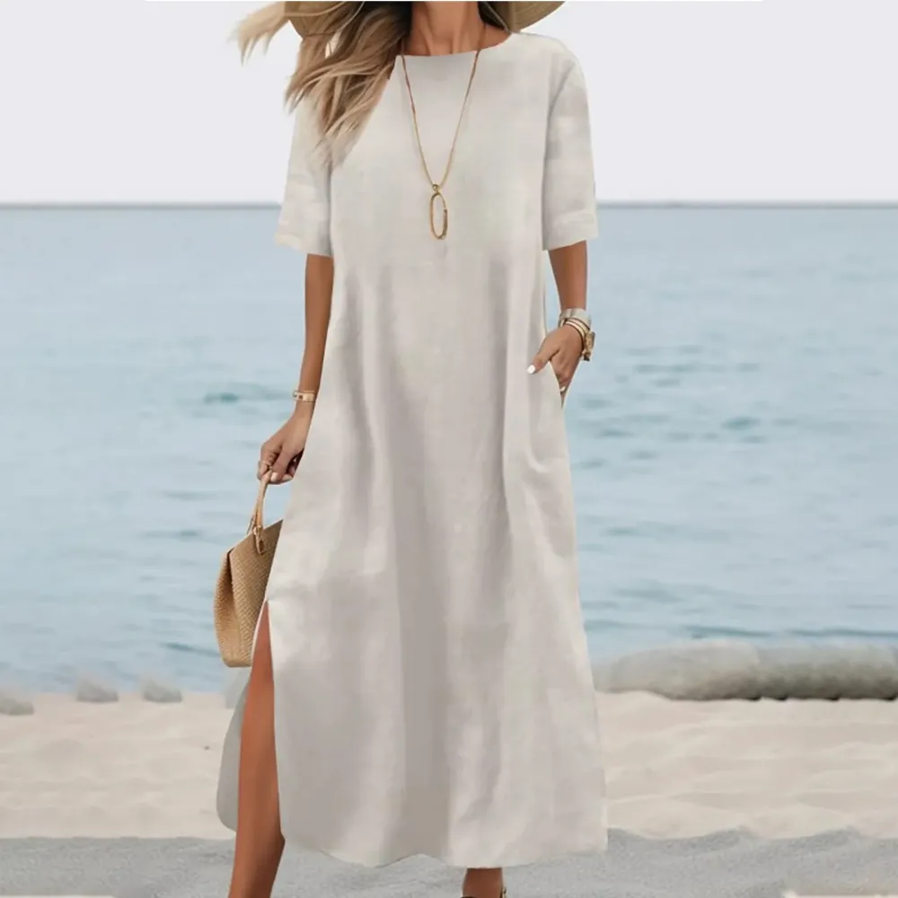 Short Sleeve Midi Tie Detail Dress
