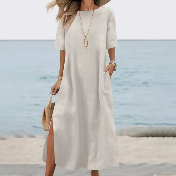 Short Sleeve Midi Tie Detail Dress