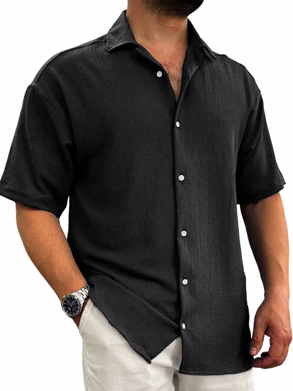 Layered Short Sleeve Button Front Shirt