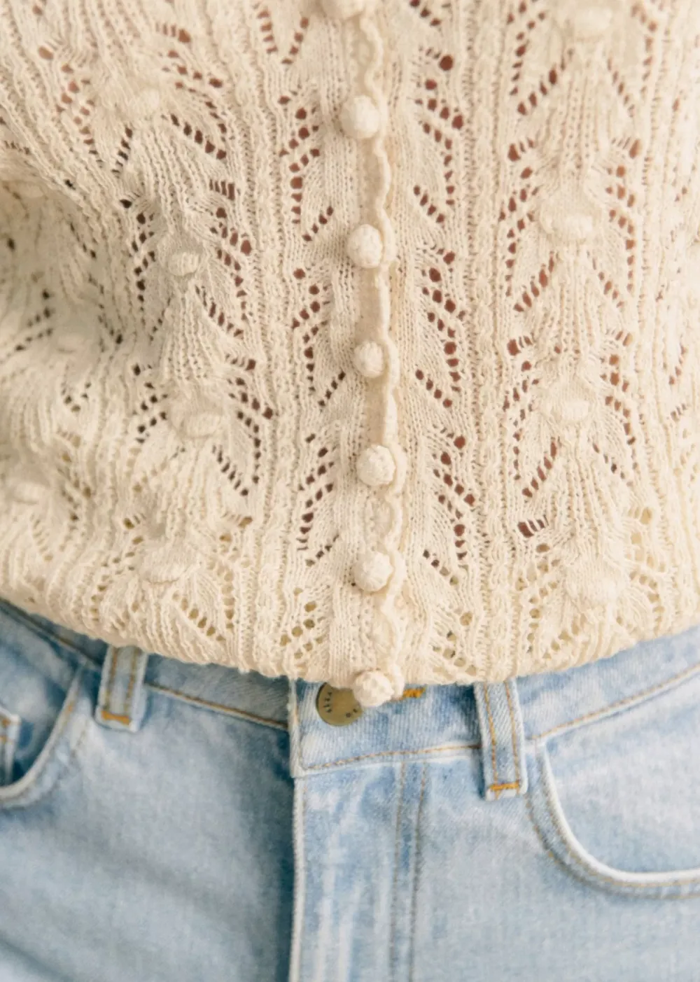 Button - Front Green Crochet Tank Top