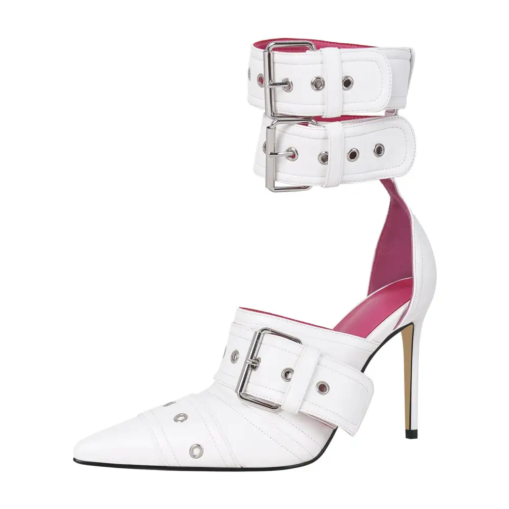 Sleek Pointed Toe Stiletto Buckle Strap Pumps