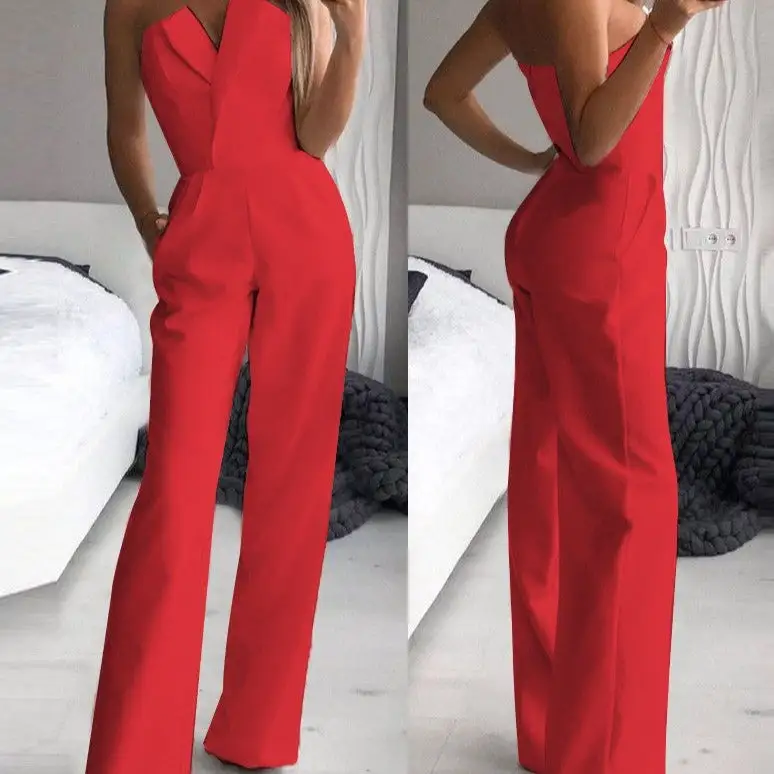Soft V Neck Sleeveless Jumpsuit