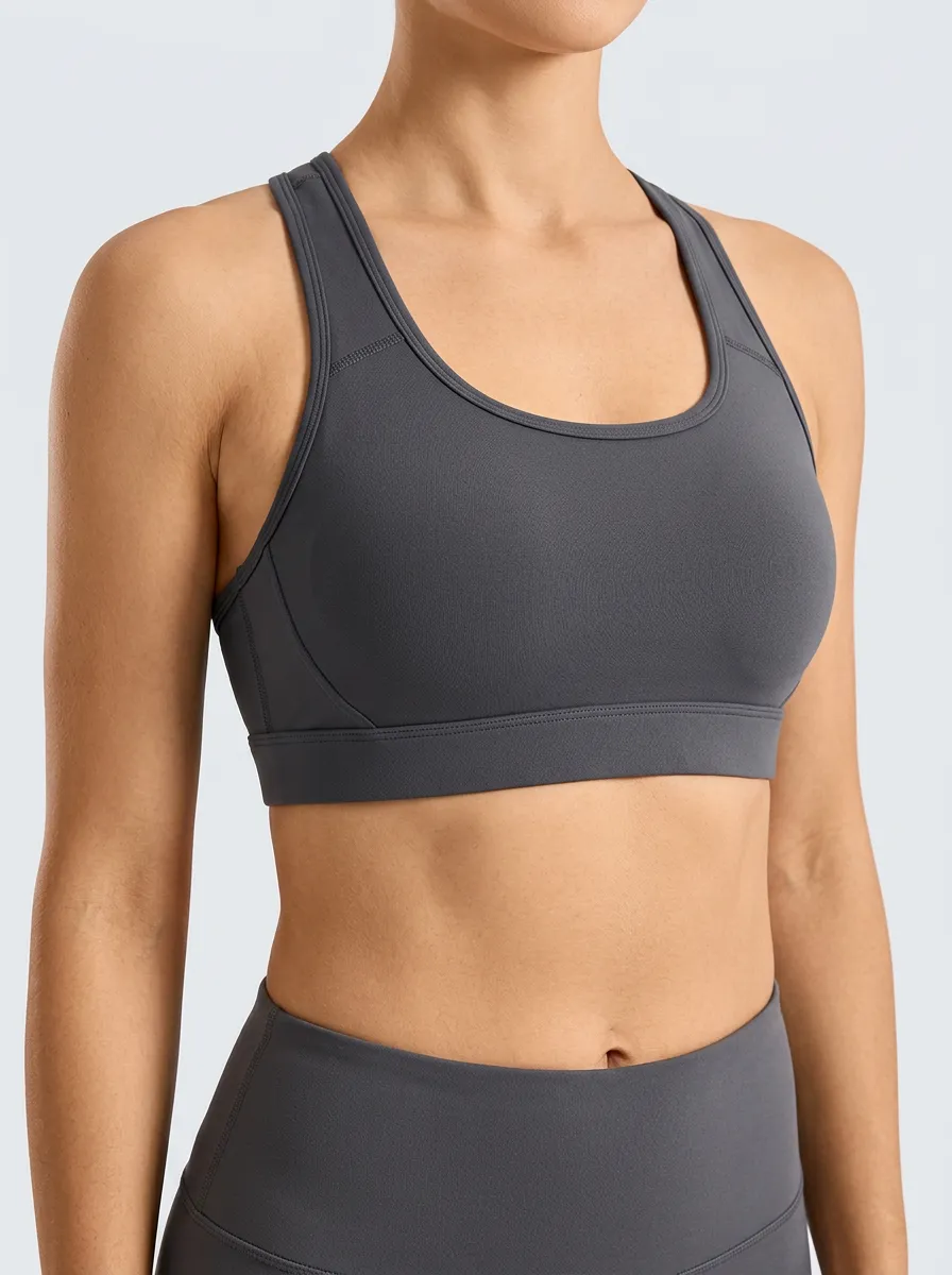 Women's Scoop Neck Racerback Panel Detail Training Sports Bra