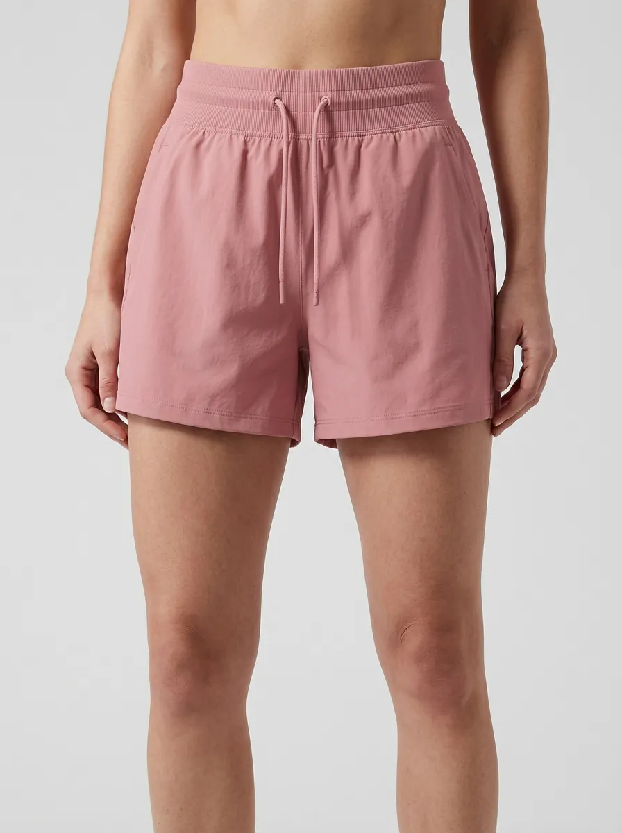 Women's Ribbed-Waist Drawstring Athletic Shorts