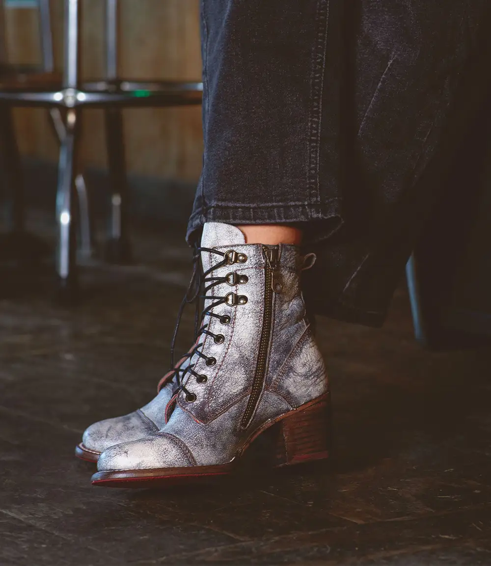 Cap-Toe Side-Zip Lace-Up Boots