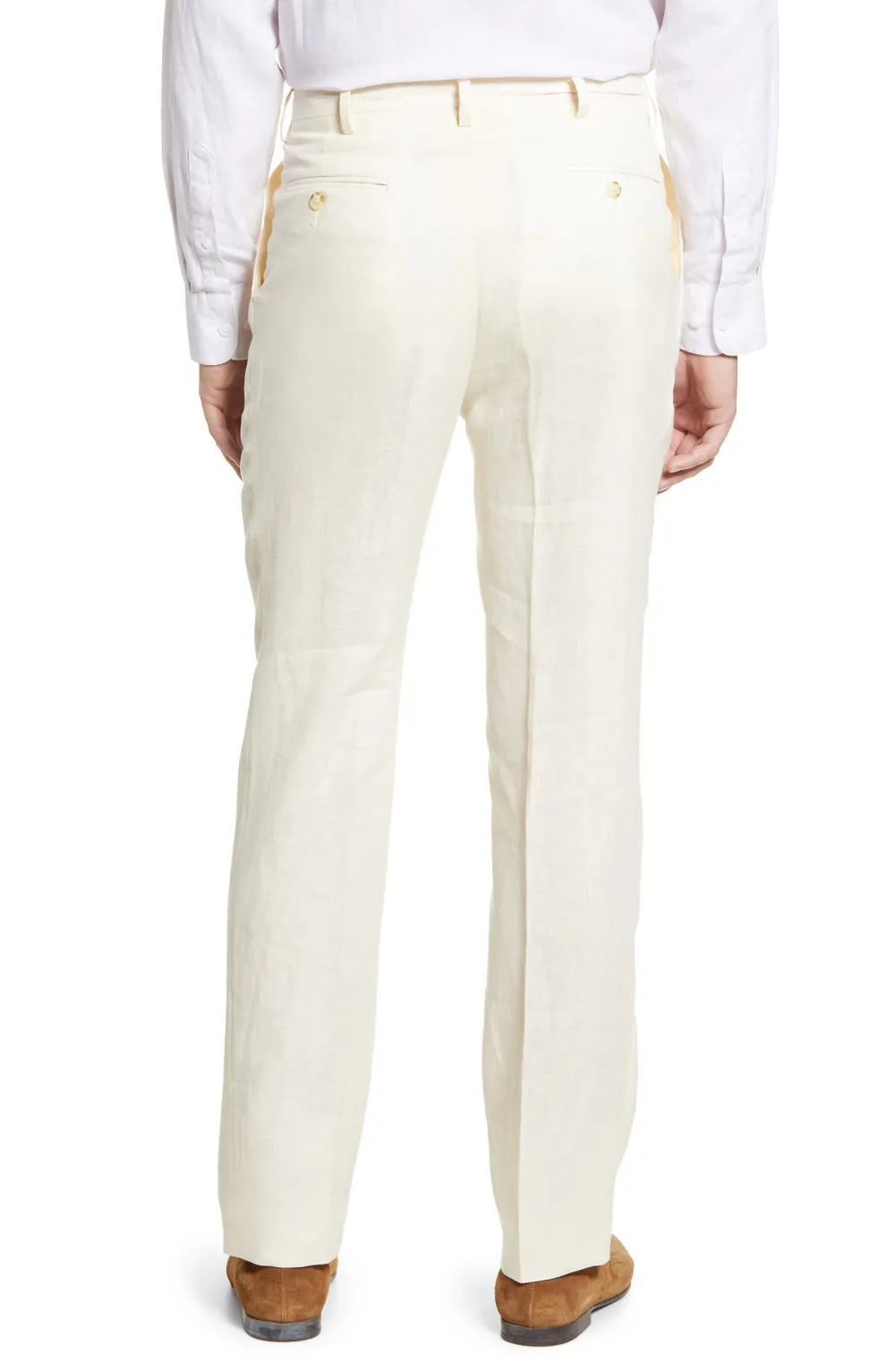 Linen Pleated Front Regular Rise Traditional Fit Trousers